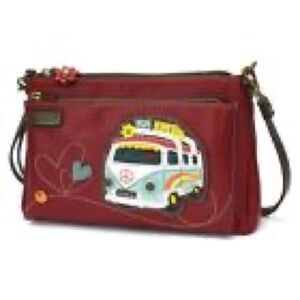 Chala Bus Deluxe Crossbody RFID Protected Vegan Leather Bag (Burgundy)